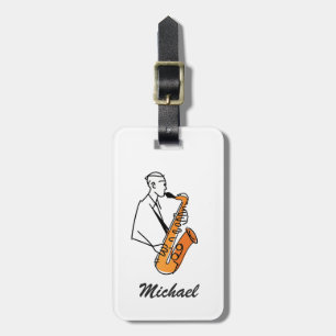 Personalised Name Saxophone Player – Music Lover Luggage Tag