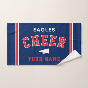 Personalised Name & School Cheer Towel, Team Gift Hand Towel