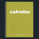 Personalised Name School Class Calculus Math Green Notebook<br><div class="desc">This sleek green spiral notebook features the word “calculus” in bold white text and a custom name at the bottom. Designed for students in advanced math classes, this notebook is perfect for lecture notes, problem sets, or exam prep. Ideal for high schoolers, college students, or STEM majors who want a...</div>