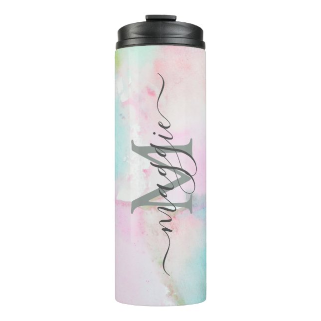 Personalised Name Script Monogram Thermal Tumbler (Front)