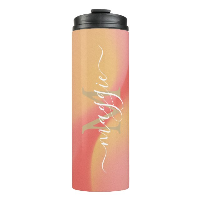 Personalised Name Script Monogram Thermal Tumbler (Front)