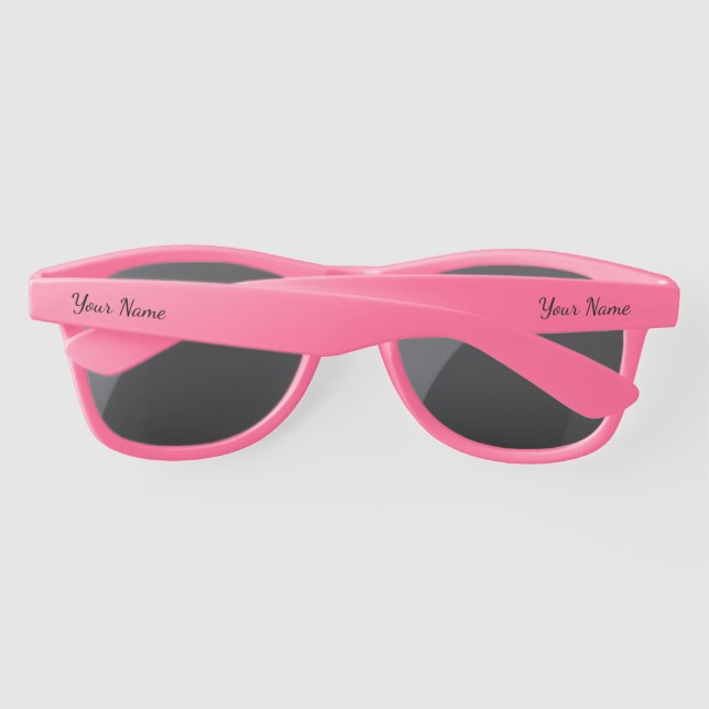 Personalised Name Script Text Pink Trendy Sunglasses (Back)