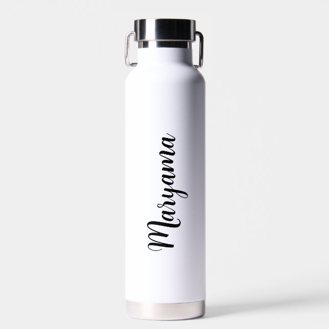 Personalised Name Script White Water Bottle (Front)