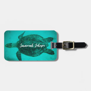 Personalised Name Sea Turtle Beach Life Ocean Luggage Tag