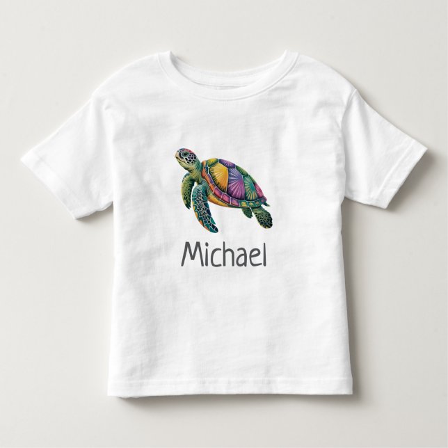 Personalised Name Sea Turtle Ocean  Nautical  Toddler T-Shirt (Front)