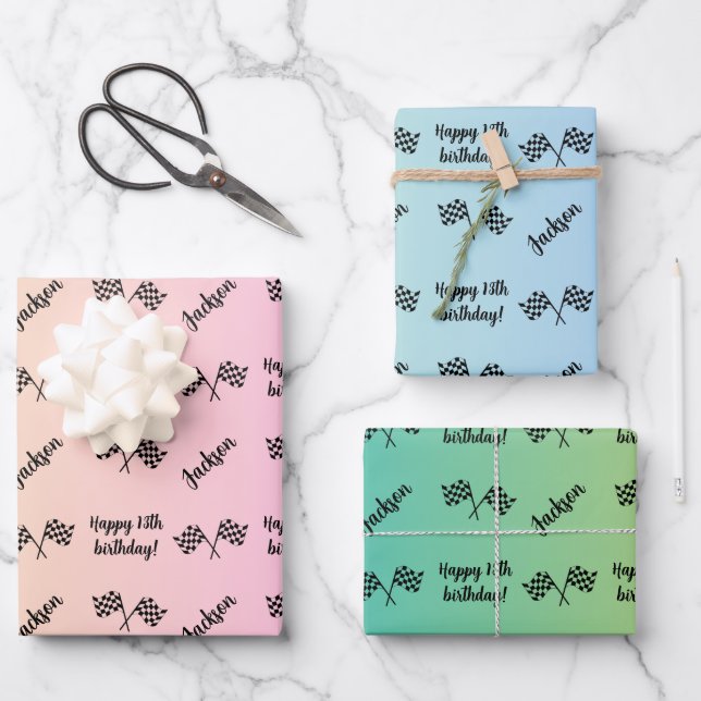 Personalised Name Sentiment Sport Formula 1 Racing Wrapping Paper Sheet (Front)