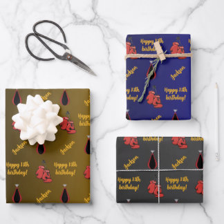 Personalised Name Sentiment Sport Theme Boxing Wrapping Paper Sheet