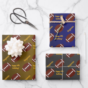 Personalised Name Sentiment Sport Theme Football Wrapping Paper Sheet