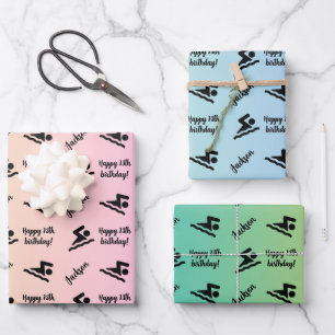 Personalised Name Sentiment Sport Theme Swimming Wrapping Paper Sheet