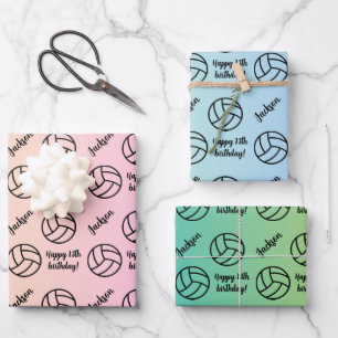 Personalised Name Sentiment Sport Theme Volleyball Wrapping Paper Sheet