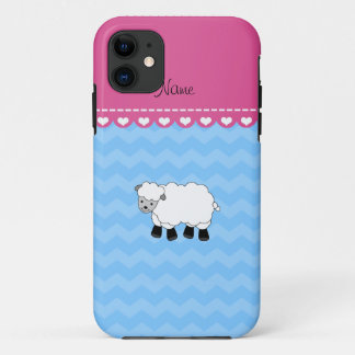 Personalised name sheep pastel blue chevrons Case-Mate iPhone case