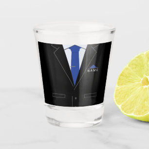 Personalised Name Shot Glass Business Black Suit