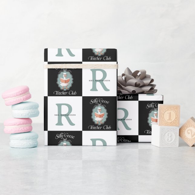 Personalised Name Silly Goose Teacher Club Wrapping Paper (Baby Shower)