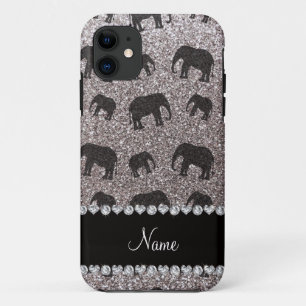 Personalised name silver glitter elephants Case-Mate iPhone case