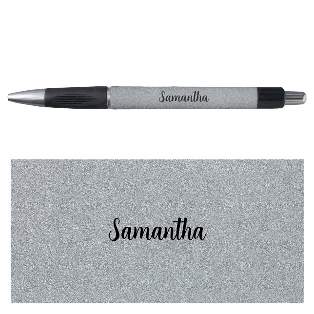 Personalised Name Silver Grey Glitter (Personalized Name Silver Gray Glitter Pen)
