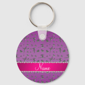 Personalised name silver purple gymnastics key ring