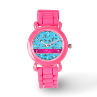 Personalised name silver sky blue gymnastics watch