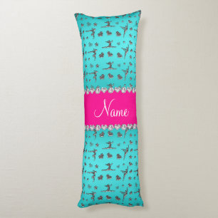 Personalised name silver turquoise gymnastics body cushion