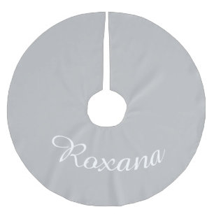 Personalised Name Silver Xmas Holiday Christmas Brushed Polyester Tree Skirt