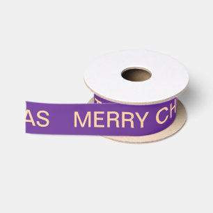 Personalised Name Simple Merry Christmas Purples Satin Ribbon