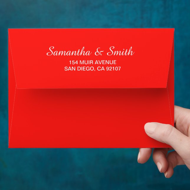 Personalised Name Simple Minimal Elegant Red Colou Envelope (Hand)