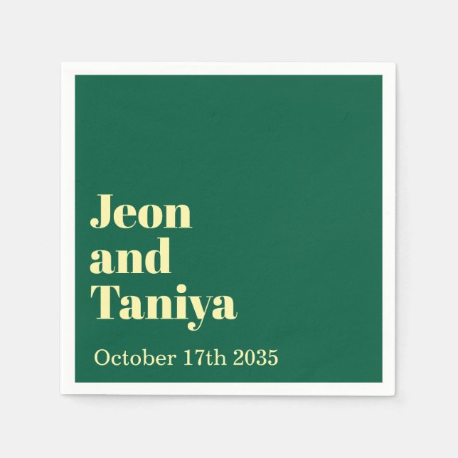 Personalised Name Simple Modern Minimal Wedding  Napkin (Front)