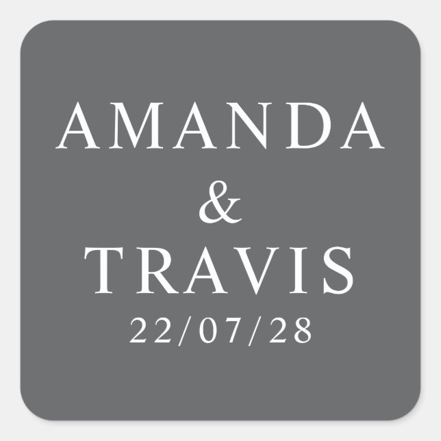 Personalised Name Simple Modern Minimal Wedding   Square Sticker (Front)