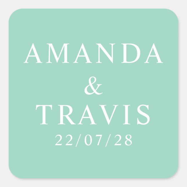 Personalised Name Simple Modern Minimal Wedding   Square Sticker (Front)