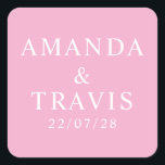 Personalised Name Simple Modern Minimal Wedding   Square Sticker<br><div class="desc">Personalised Name Simple Modern Minimal Wedding Square Stickers</div>