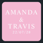 Personalised Name Simple Modern Minimal Wedding   Square Sticker<br><div class="desc">Personalised Name Simple Modern Minimal Wedding Square Stickers</div>