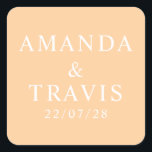 Personalised Name Simple Modern Minimal Wedding   Square Sticker<br><div class="desc">Personalised Name Simple Modern Minimal Wedding Square Stickers</div>