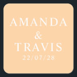 Personalised Name Simple Modern Minimal Wedding   Square Sticker<br><div class="desc">Personalised Name Simple Modern Minimal Wedding Square Stickers</div>