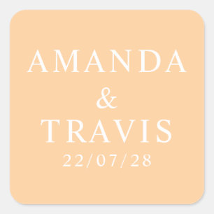 Personalised Name Simple Modern Minimal Wedding Square Sticker