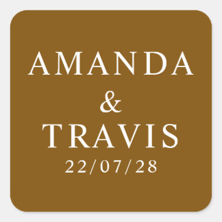Personalised Name Simple Modern Minimal Wedding   Square Sticker