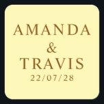 Personalised Name Simple Modern Minimal Wedding   Square Sticker<br><div class="desc">Personalised Name Simple Modern Minimal Wedding Square Stickers</div>