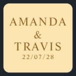 Personalised Name Simple Modern Minimal Wedding   Square Sticker<br><div class="desc">Personalised Name Simple Modern Minimal Wedding Square Stickers</div>