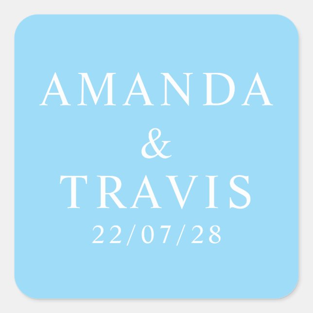 Personalised Name Simple Modern Minimal Wedding   Square Sticker (Front)
