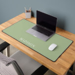 Personalised Name Simple Sage Green Desk Mat<br><div class="desc">Personalised name desk mat with your name in a simple white typeface on a sage green background. Simple minimalist modern typography. Perfect for home or office workplace.</div>