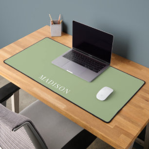 Personalised Name Simple Sage Green Desk Mat