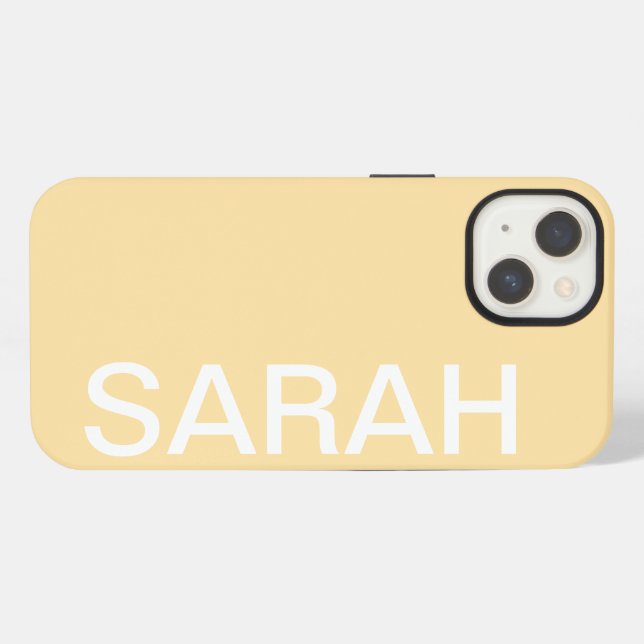 Personalised Name Simple Stylish Modern Beige iPhone Case (Back Horizontal)