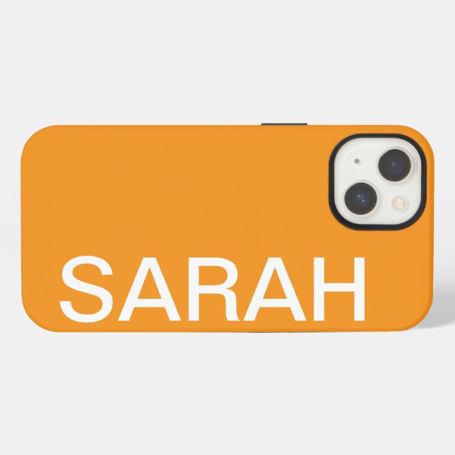 Personalised Name Simple Stylish Modern Orange iPhone Case (Back Horizontal)
