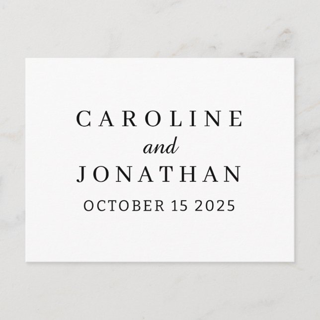 Personalised Name Simple Stylish Modern Wedding   Postcard (Front)