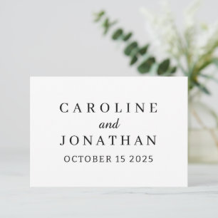 Personalised Name Simple Stylish Modern Wedding Thank You Card