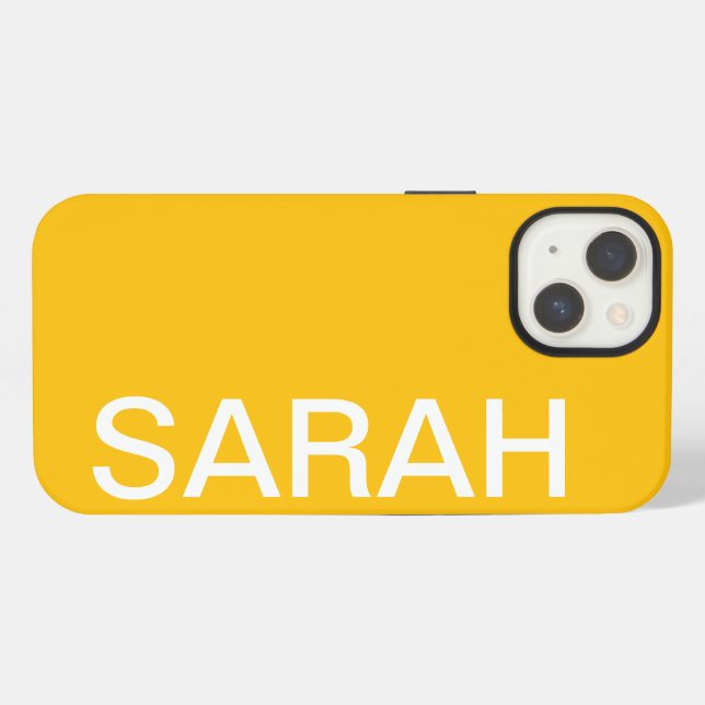 Personalised Name Simple Stylish Modern Yellow iPhone Case (Back Horizontal)