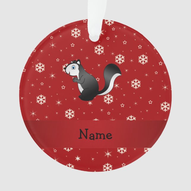 Personalised name skunk red snowflakes ornament (Front)