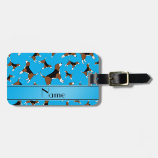 Personalised name sky blue beagle dog pattern luggage tag