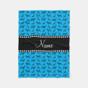 Personalised name sky blue cocker spaniel fleece blanket