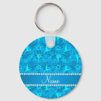 Personalised name sky blue damask gymnastics key ring