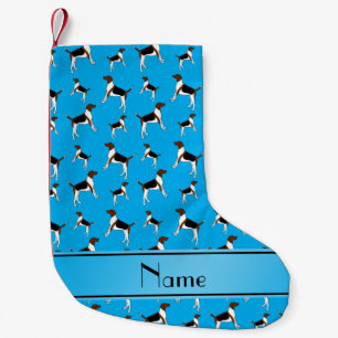Personalised name sky blue English Foxhounds Small Christmas Stocking