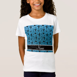 Personalised name sky blue glitter gymnastics T-Shirt